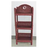 Vintage Three-Tier Wicker / Rattan Display Shelf