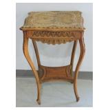 Vintage Hand-Carved Wooden Side Table
