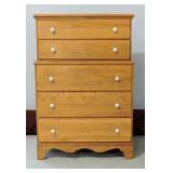 Vintage Solid Wood Five-Drawer Chest On Chest