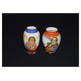 Occupied Japan HP Porcelain Miniature Vases