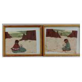 Sue Lovinger Signed Batik Art Pair