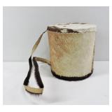Hide-Covered Cylindrical Drum with Strap