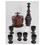 Turned Wood Barware Set