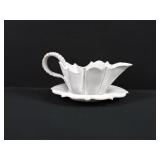 Rococo-Style White Sauce Boat & Underplate