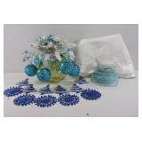 Blue, Silver & White Christmas Decor Lot