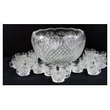 18 Pc Vintage Pressed Glass Punch Set
