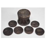 Hand-Carved Indian Elephant Coaster Set