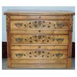 Antique Eastlake / Victorian Carved 3-Drawer Chest