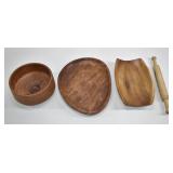 Carved Wooden Kitchen & Serving Ware ï¿½ 4 Pcs
