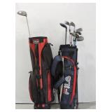 Assorted Golf Clubs with Callaway & FILA Golf Bags