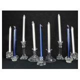 9 Vintage Pressed Glass Candle Holders
