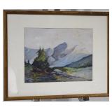 J. Otto Tempera on Paper Landscape Painting