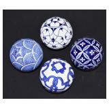 4 Blue & White Porcelain Decorative Balls