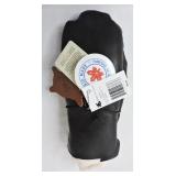 Deerskin Gauntlet Mittens Black , Lined Cuff SizeL