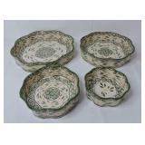 Set of 4 Scalloped, Ceramic Nesting Bowls
