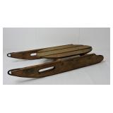 Antique Wooden Hand Sled with Metal Runners