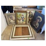 Lot of assorted framed pictures & antique frames