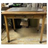 Food prep table on casters with small drawer-38