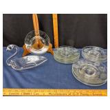 Etched Glass Plates and Swan Dish