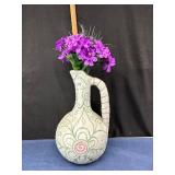 Hand-Painted Mexican Ceramic Pitcher