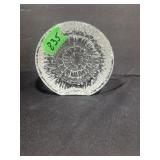 Glass stand up paperweight