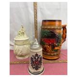 Three Decorative Beer Steins
