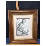 Framed Artwork of Beggar on a Stump