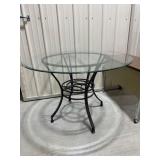 Glass-Top Metal Base Dining Table