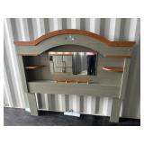 Mirrored Headboard with Shelves