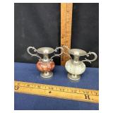 Two Onyx Ornamental Miniature Urns - One Marked
