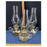 Three Glass Oil Lamps