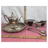 Silverplate Tea Set with Serving Tray