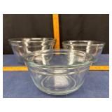 3 Clear Glass Mixing Bowls