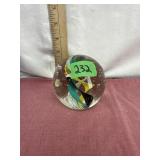 Large Art Glass Aqua/Black/Yellow/White Swirl