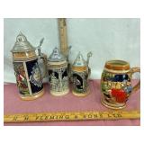 Four German Beer Steins