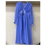 Blue Long-Sleeve Chiffon Dress