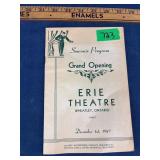 Erie Theatre 1947 Grand Opening Program