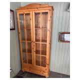 Pine Wood Glass Display Cabinet