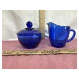 Anchor Hocking Cobalt Blue Glass Lidded Sugar