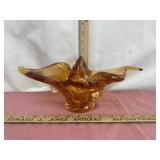 Vintage MCM Amber Stretched Art Glass Centre