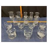 Etched Glassware Set With Ship Motif