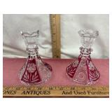 Crystal and Ruby Candlesticks