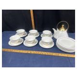 Harleken Arabia Teapot-cream & sugar-6 plates