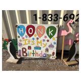 Happy Birthday Sign with Animal Yard Signs