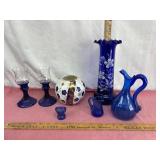 Cobalt Glass Decor and Vase Lot