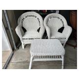 White Wicker Chair and Table Set