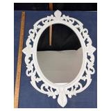 White Oval Ornate Wall Mirror