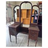 Wooden Vanity with Triple Mirrors