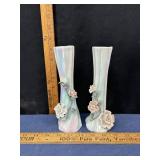 Pair of Flower Decorated Vases - 7.5' tall