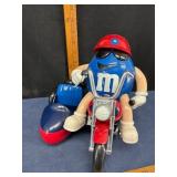 M&Ms Blue Character on Motorcycle